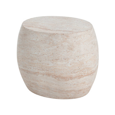 Table d'appoint extérieure / intérieure en béton léger, table d'appoint ovale en travertin