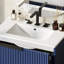 Meuble-lavabo bleu autoportant de 76 cm avec tiroirs extensibles, trous prépercés pour robinetterie de 20 cm et structure étanche, lavabo en céramique, surface
