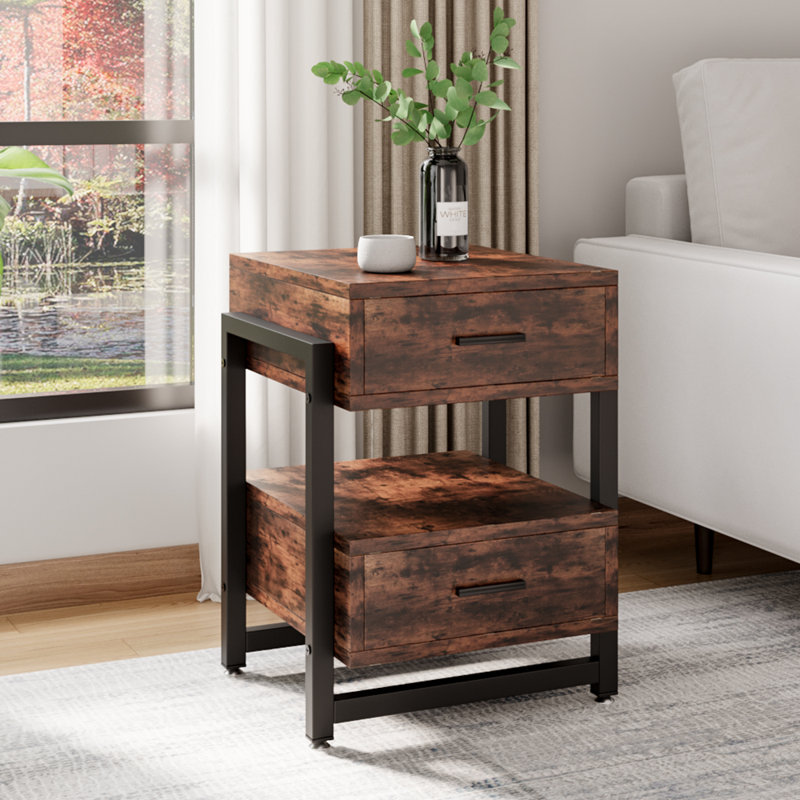 45cm W Metal Bedside Table