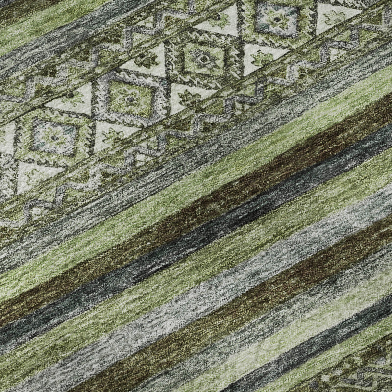 Premium Machine Washable Lampkins AMF1644 Stripes Rug, Rectangle 3' x 5'