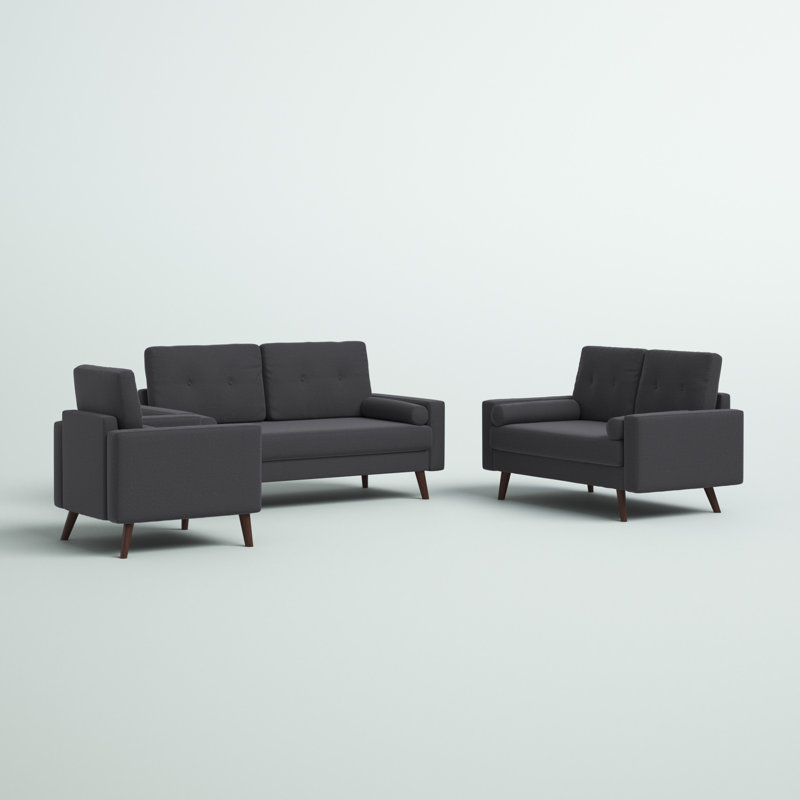 Espana 3 - Piece Living Room Set, Dark Gray Polyester