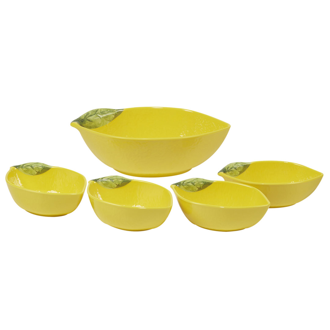 Certified International 3D Lemon 5Pc Serving Bowl Set Certified International