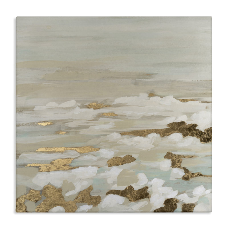 Toile à vagues abstraites Gilded Surf, design par June Erica Vess, H 17 po x l 17 po