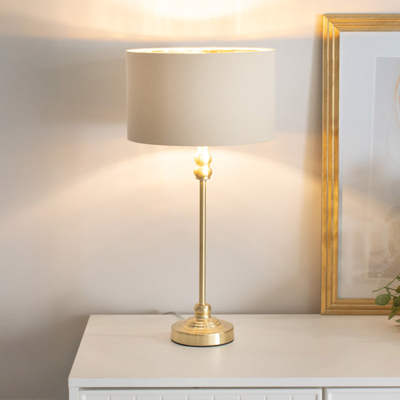 Addisyn Metal Table Lamp, Yes, Gold Base/Cream Shade, White