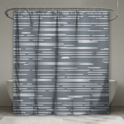 Gray Stripes Shower Curtain - Pattern Bathroom Decor Modern