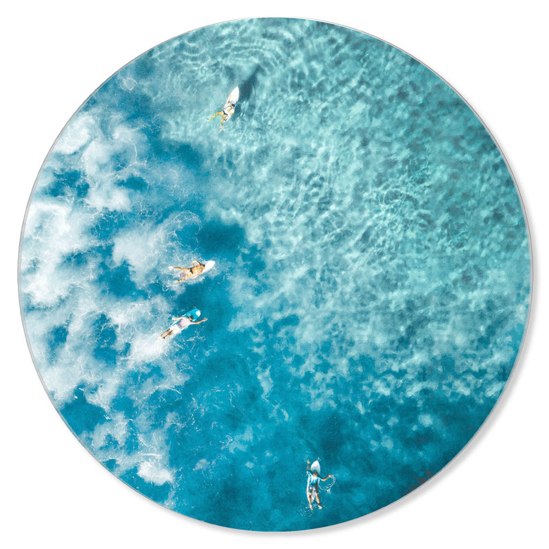 Surfing Seas Nautical and Coastal Round Acrylic Art by Oliver Gal, 40" H x 40" W