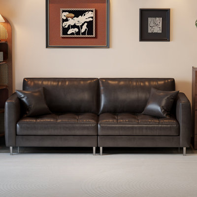 Black Genuine Leather Modular Sofa cushion couch