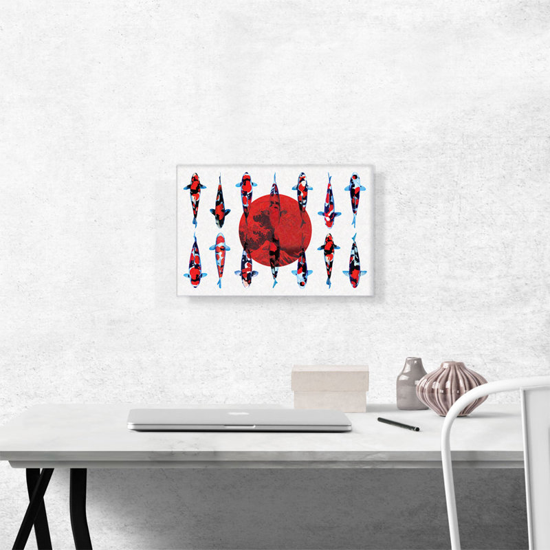 «Red Orange Red Koi Carp Fish» - impression sur toile tendue, H 12 po x l 18 po x 1,5 po