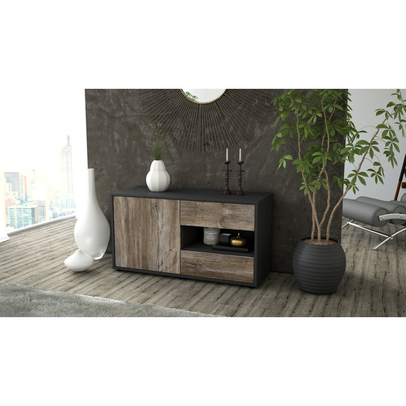 Dallin 92cm W 2 - Drawer Chest of Drawers, Driftwood / Matte Anthracite