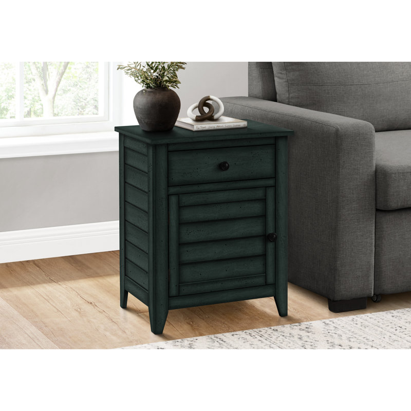 Table d'appoint de 25 po - placage bleu antique, bois massif et matériau de 20 po Large pratique pour la chambre à coucher et le salon