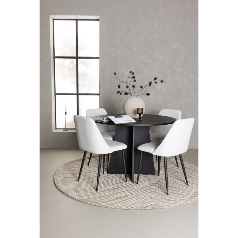Beaty 4 - Person Dining Set, White, White