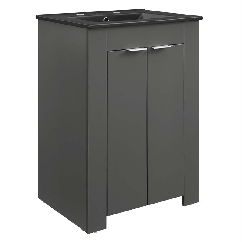Maybelle 24" Bathroom Vanity by Modway, Gray, Black