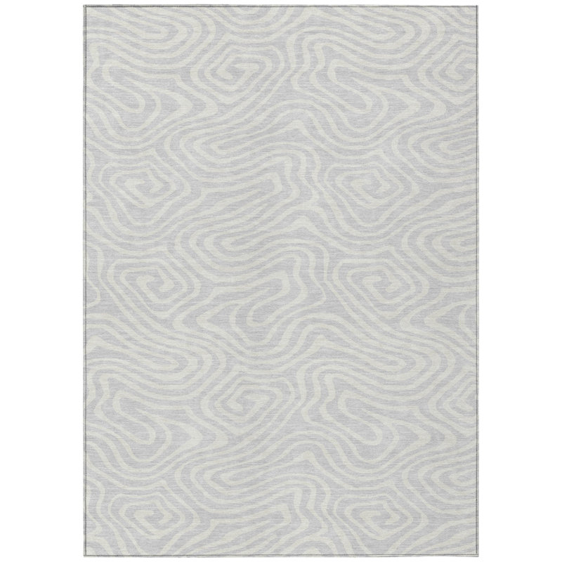 Tapis intérieur lavable abstrait argenté 8 pi x 10 pi