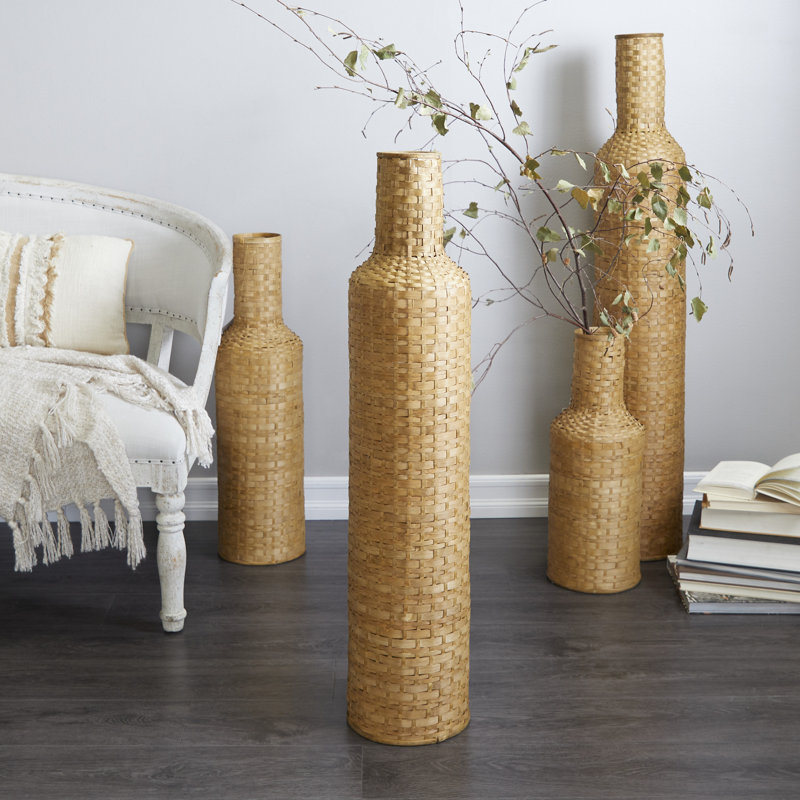 Africia Wood Floor Vase, Brown, 39" H x 8.5" W x 8.5" D