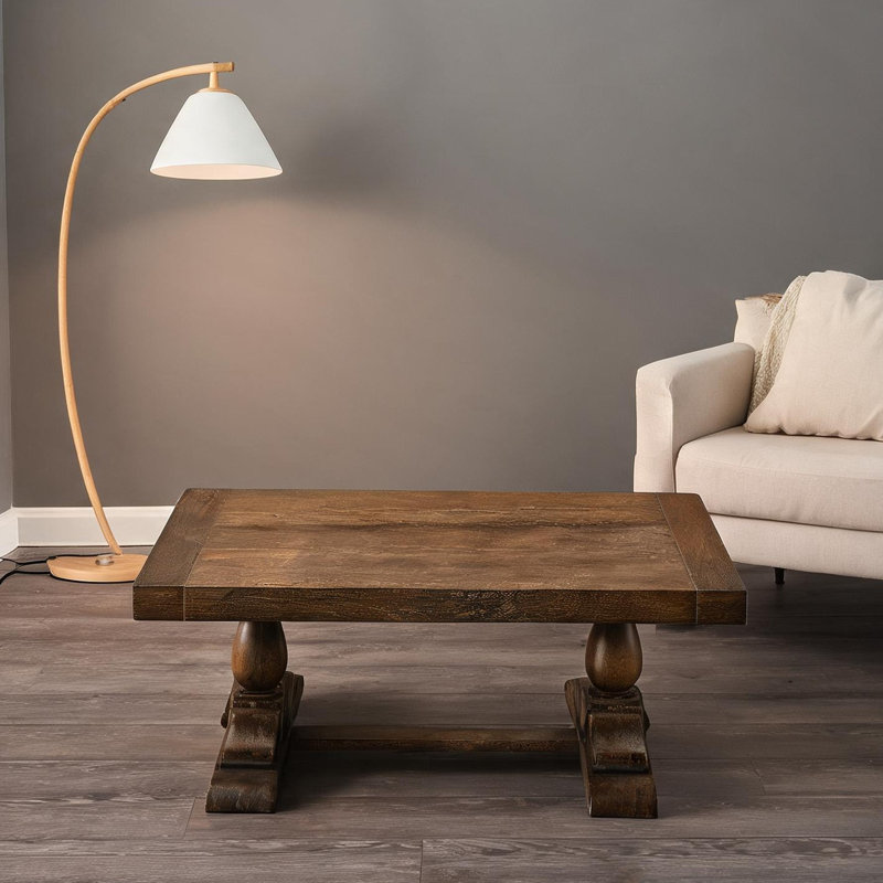 Table basse de salon, en bois massif rectangulaire de 50 po, finition en bois flotté, hauteur de 18 po