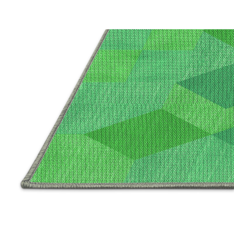 Tapis 100% à motifs lavables à la machine 2989PAT963GRN, Rectangle 6 pi x 9 pi