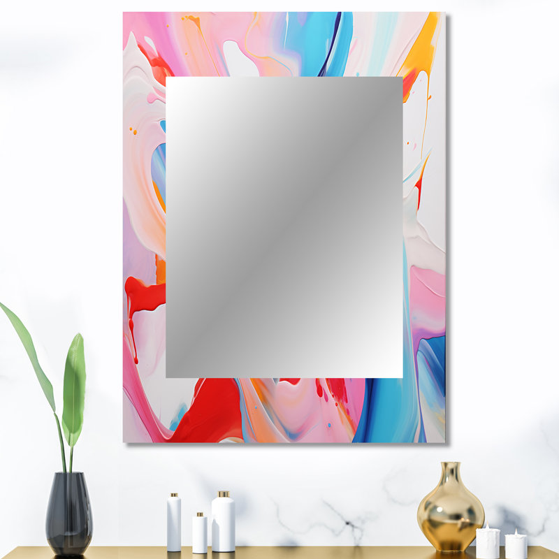 Blue an pink paint storm IV - Modern Rectangular Wall Mirror, 40 po x 30 po