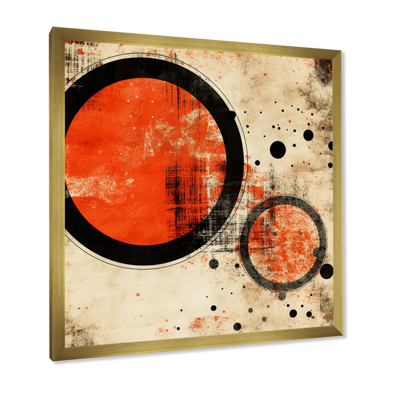 " Inner Knowing Retro Circle Art I ", Gold Single Picture Framed, 30" H x 30" W x 1" D