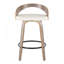 Tabouret de comptoir à hauteur fixe avec pivot en bois gris clair et similicuir avec repose-pieds rond en métal noir - ensemble de 2