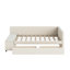 Lit simple rembourré avec espace de rangement intégré en tissu velours beige Revêtement spacieux et doux-1719460729