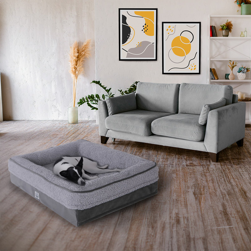 Jungolica Orthopedic Pet Bed, 75cm H x 55cm W x 19cm D, Dark Grey