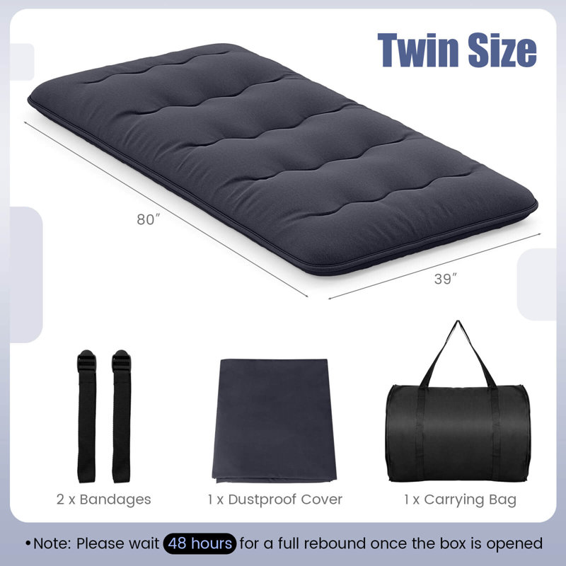 Housse de transport pour matelas de futon japonais, Lit simple, Noir, noir, noir, noir