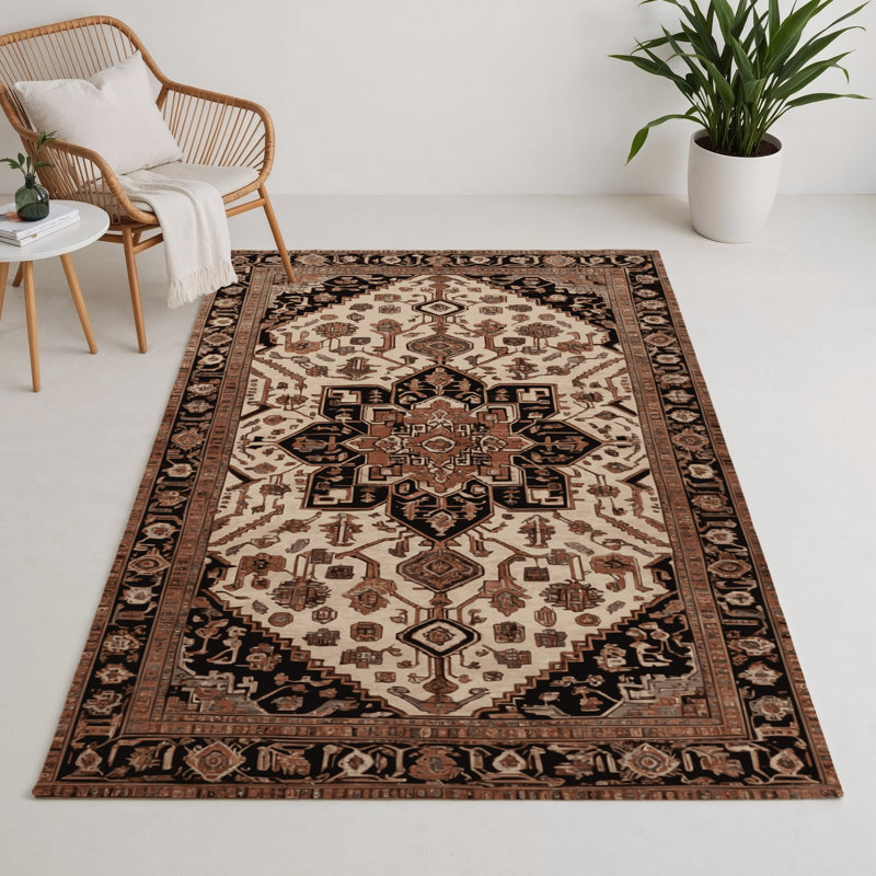 Tapis d'intérieur et d'extérieur brun Persian, Rectangulaire 3 pi x 5 pi