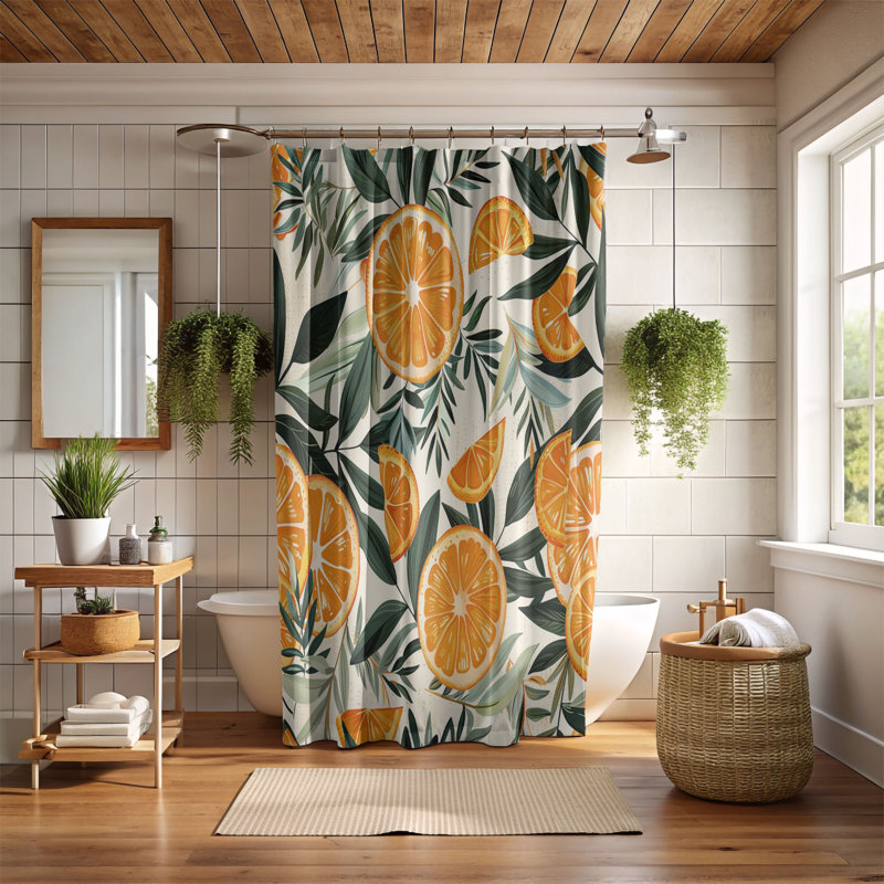 Rideau de douche standard 1 pièce Timeless Orange, H 74 po x l 71 po