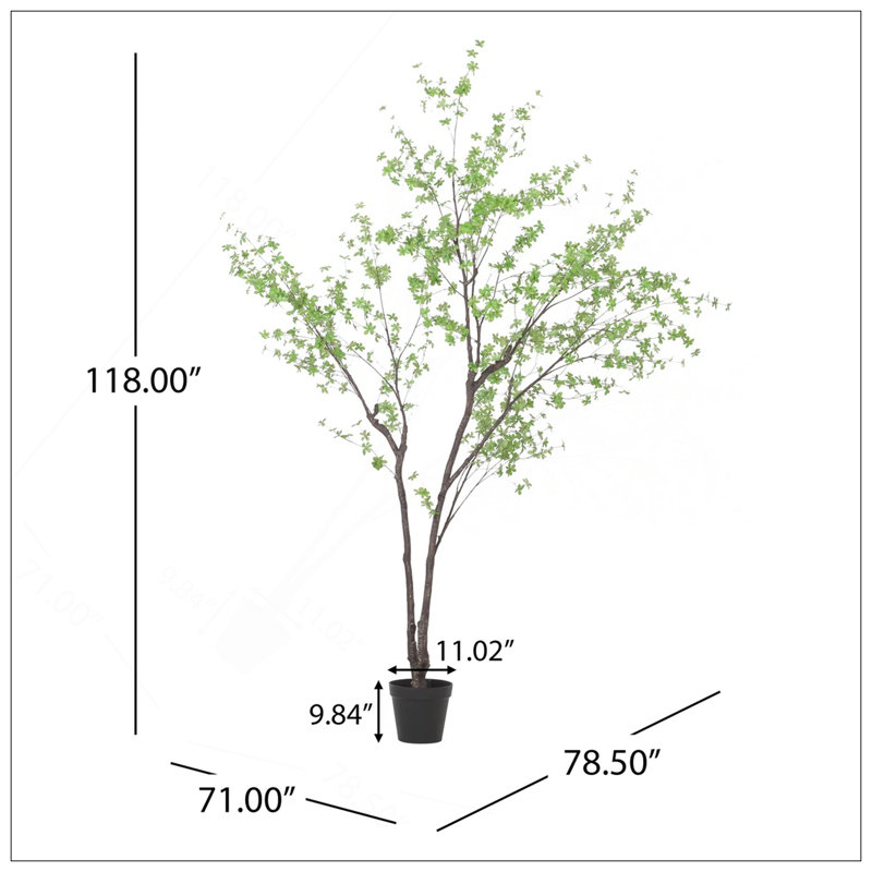 ARTIFICIAL DISC LEAF TREE, 118" H x 78.5" W x 71" D