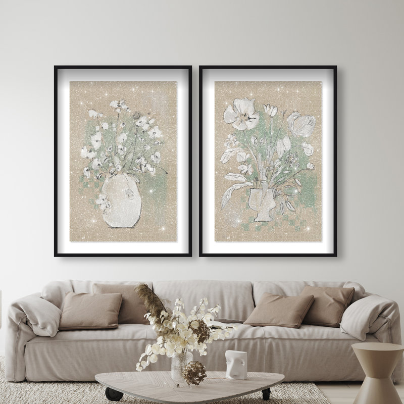 Spring Energy Set by Oliver Gal, 55.5" H x 37.5" W, Black Shadowbox