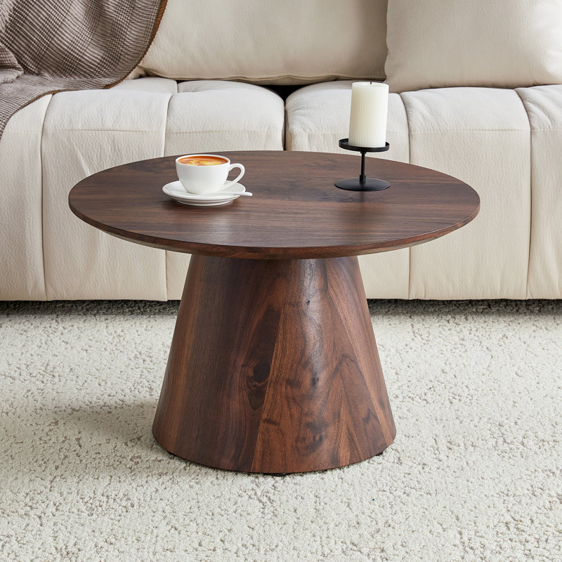 Table basse ronde, H 13,8 po x l 23,6 po x P 23,6 po, Noyer