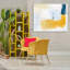 Art mural sur toile jaune et bleu abstrait par Victoria Barnes-1446445102
