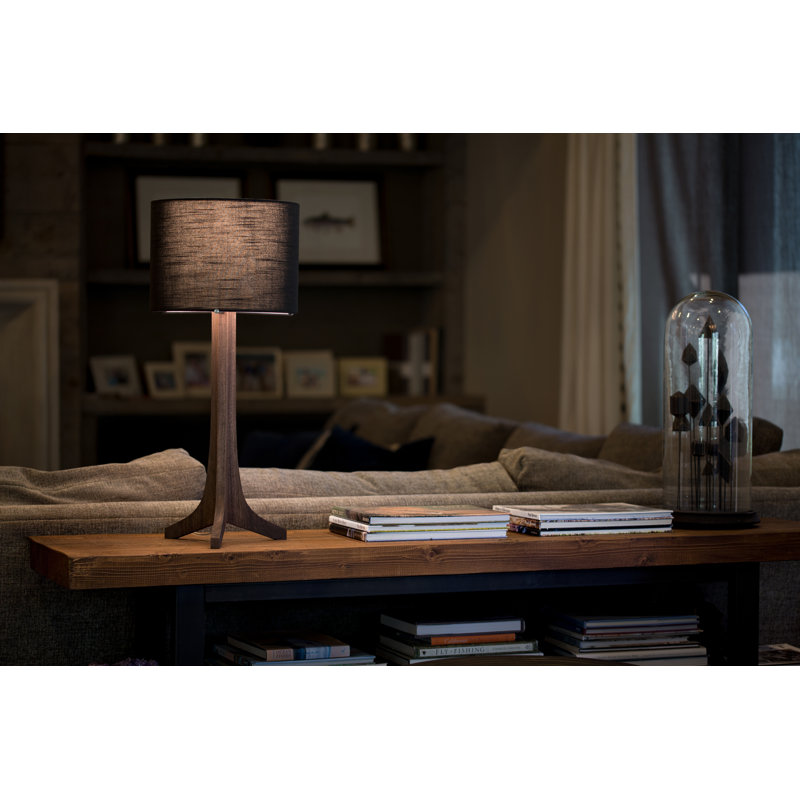 Nauta LED Table Lamp, Dark Stained Walnut, Black Amaretto, Brushed Aluminum