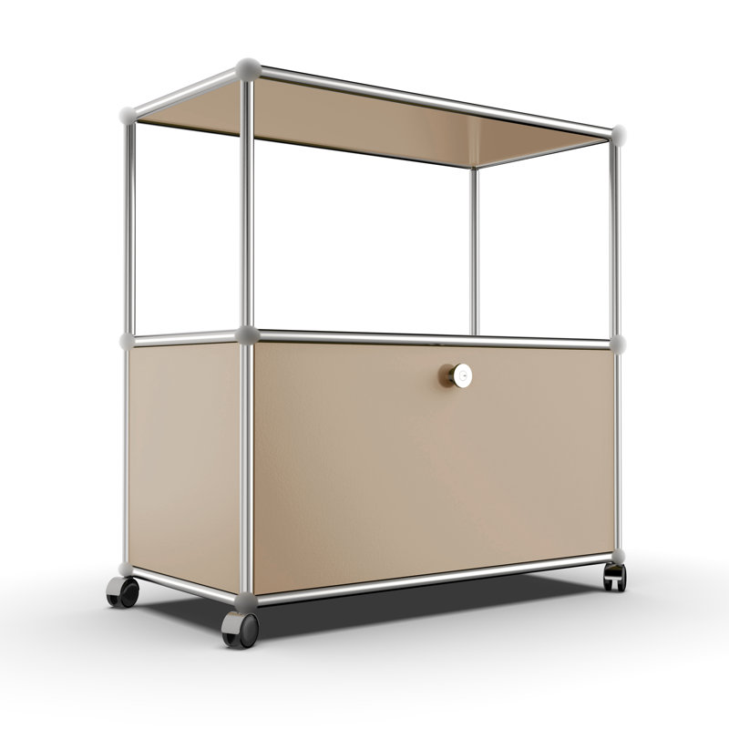 Storage Sideboard File Cabinet Dining Cabinet With Wheels, Light Brown