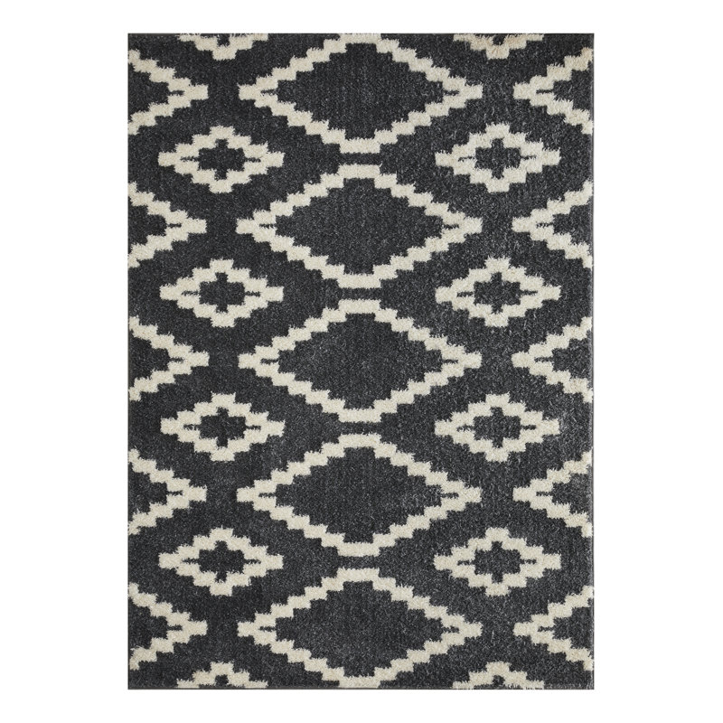 Tapis d'intérieur bleu en polyester tissé à la machine Eliot, Rectangle 9 pi 10 po x 12 pi 10 po