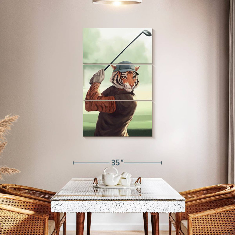 Ketti Tiger Playing Golf, 45" H x 28" W
