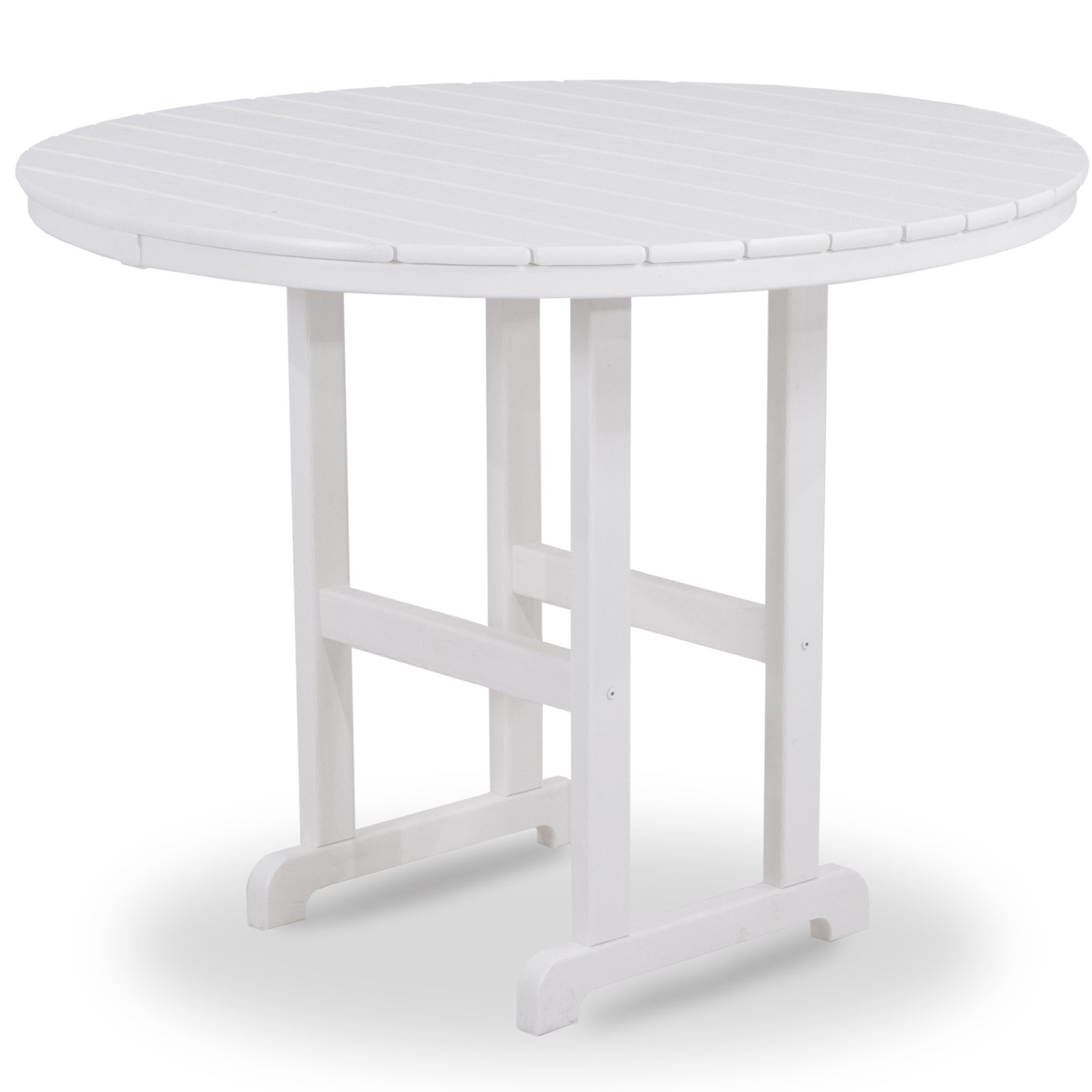 POLYWOOD Round Farmhouse Counter Table, White, 48"