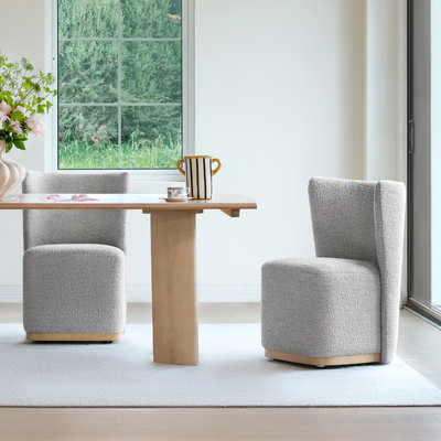 Geelt Upholstered Wingback Dining Chairs with Casters