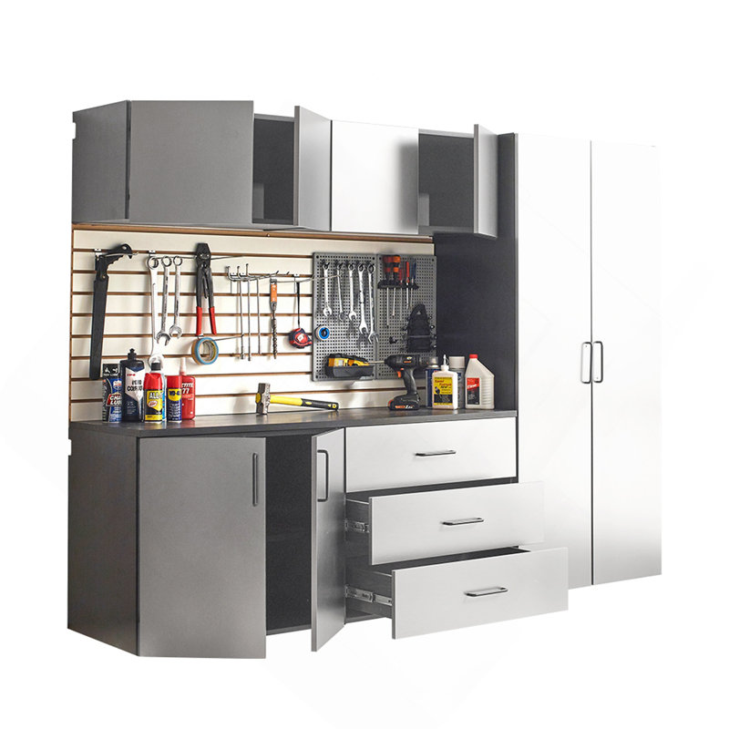 Ensemble d'armoires de garage polyvalent avec des fonctionnalités avancées pour une organisation optimale