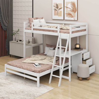 Twin Over Full Bunk Bed With Desk And Drawers