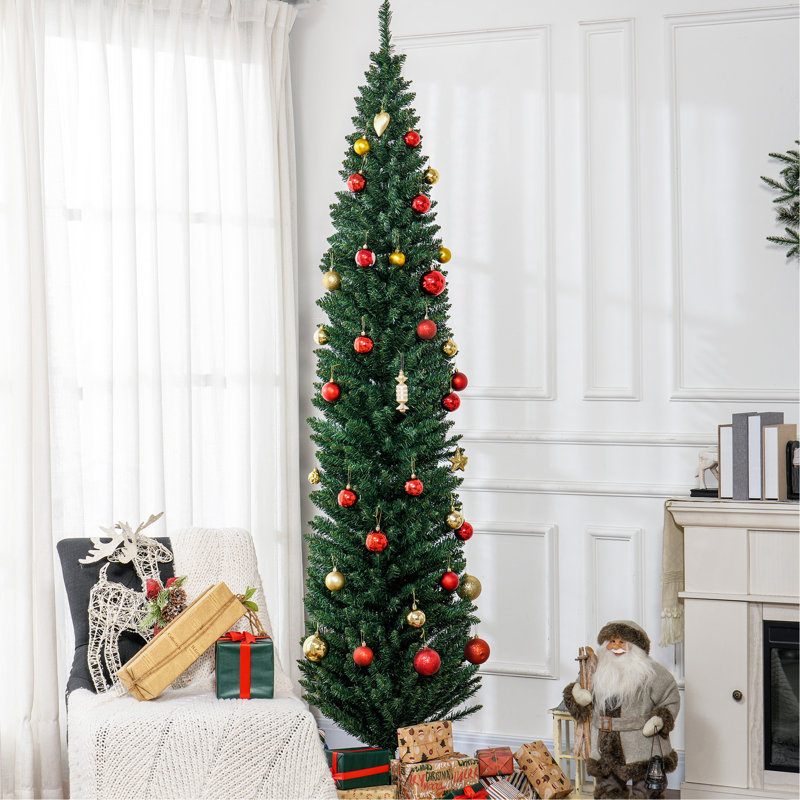Arbre de Noël artificiel 8 pi, arbre de Noël mince avec 618 pointes de branches réalistes et support en plastique