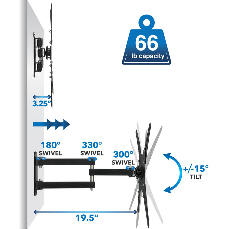 Mount-It! Full Motion TV Wall Mount | LCD, LED, 4K TV Swivel Bracket For 23 - 55 Inch Screen Sizes