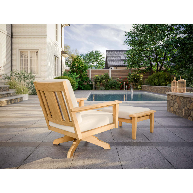 Savannah Outdoor Teak Ottoman, Premier Flax