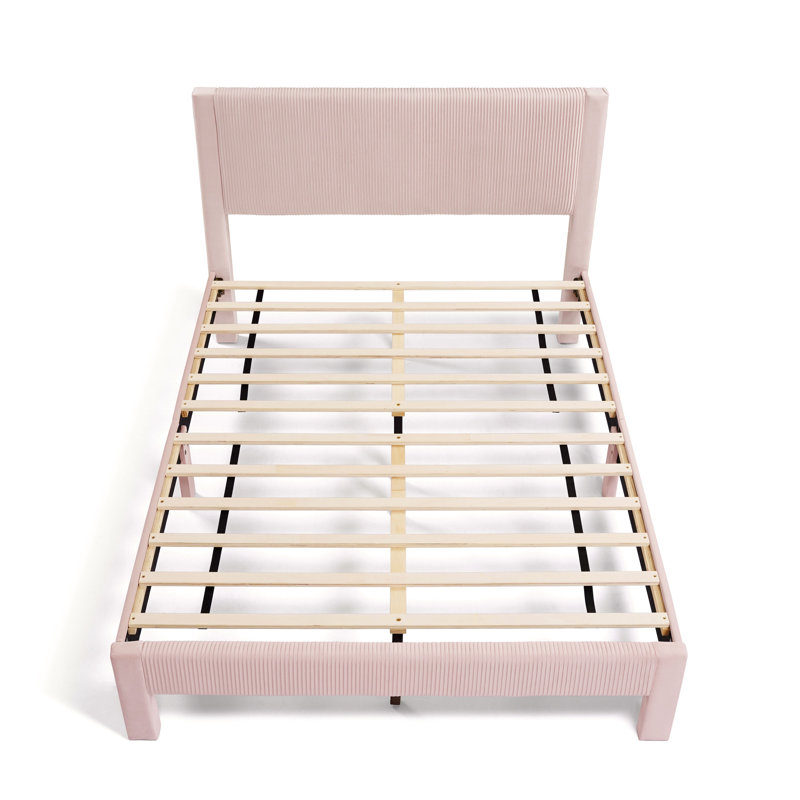 Upholstered Unfinished Platform Bed, Queen, Pink