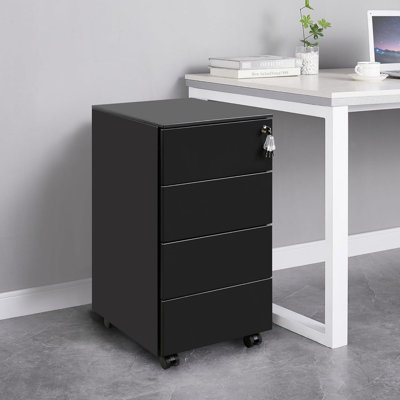 37 cm W 4 -Drawer Wheels / Casters included Mobile Steel Filing Cabinet