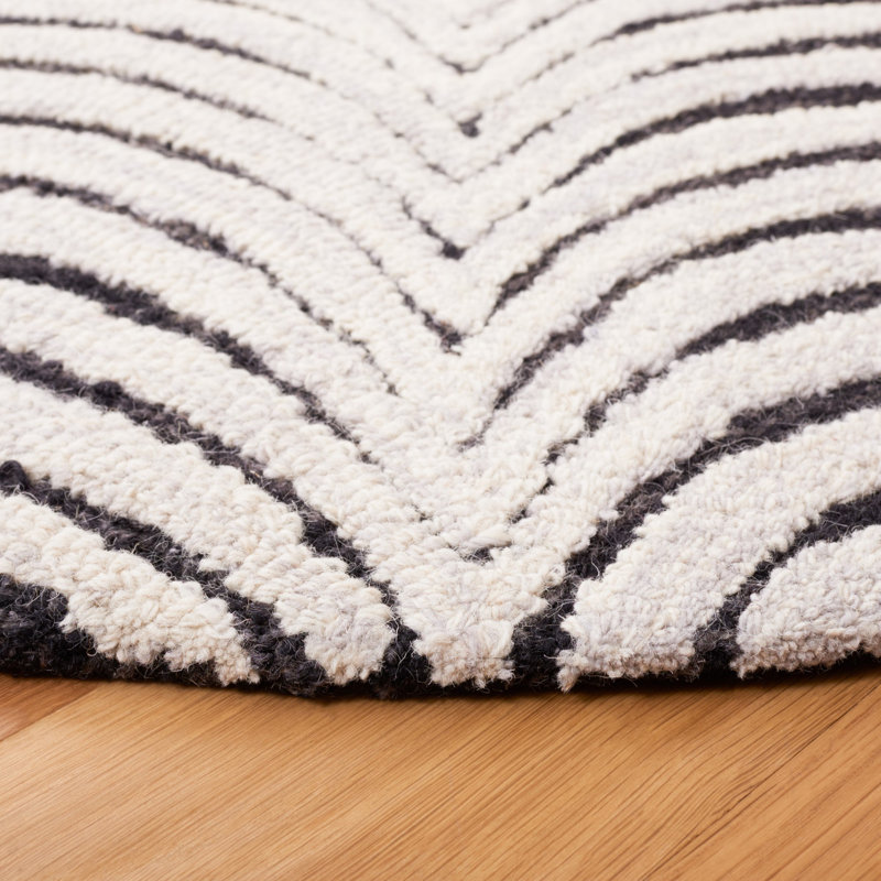Betthezul Hand Tufted Wool And Cotton With Latex Abstract Rug, Round 6'