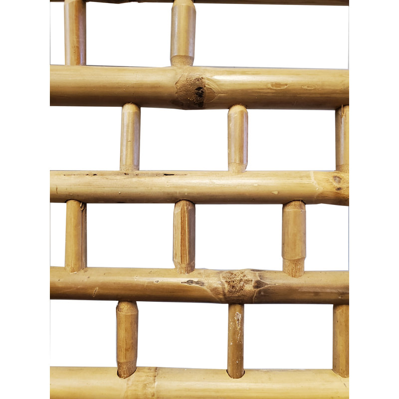 Banc standard en bambou naturel avec motif carré, L 54 po x l 21 po x H 36 po