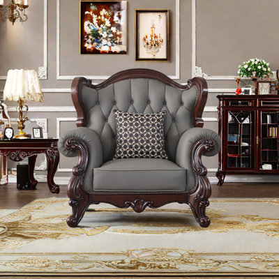 Chaise en cuir massif de style américain