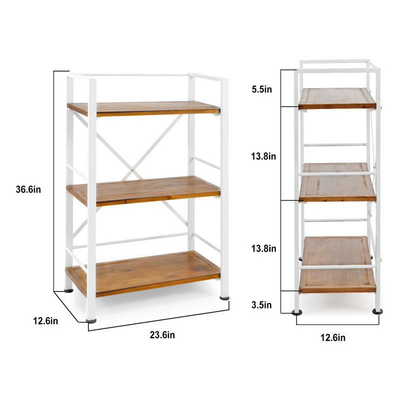 Bibliothèque étagère Iron, Blanc, (3 tablettes) H 39,8 po x l 22,4 po x P 12,6 po