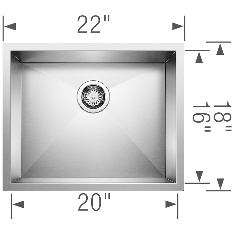 Precision R0 22" Single Bowl Undermount Stainless Steel Kitchen Sink